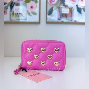 JUICY COUTURE Wallet Colorful Love Double Zip Around - Pink Hearts